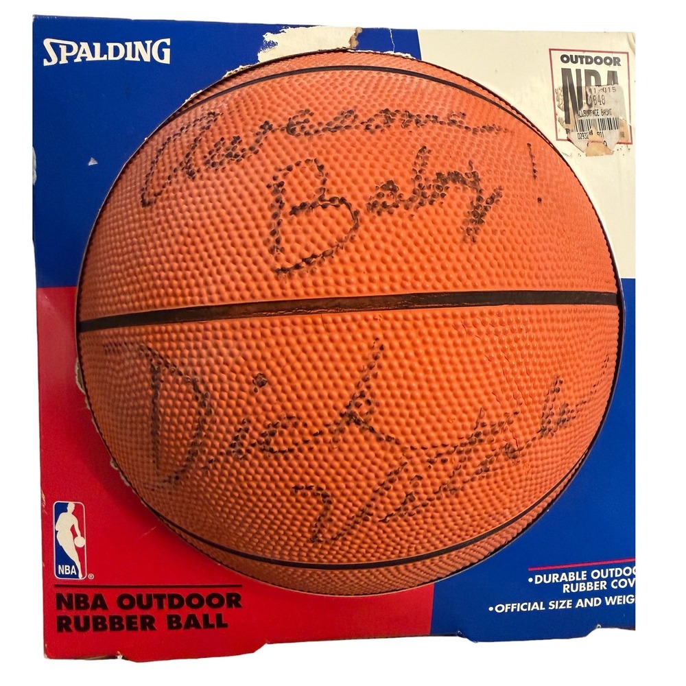 Spalding NBA Basketball Signed Dick Vitale Awesome Baby Autograph Official Size